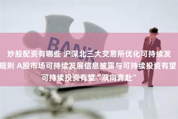 炒股配资有哪些 沪深北三大交易所优化可持续发展报告信披规则 A股市场可持续发展信息披露与可持续投资有望“双向奔赴”